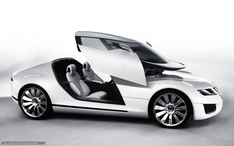 White Concept Car — Modern, 3d Render, Car Door, Seats