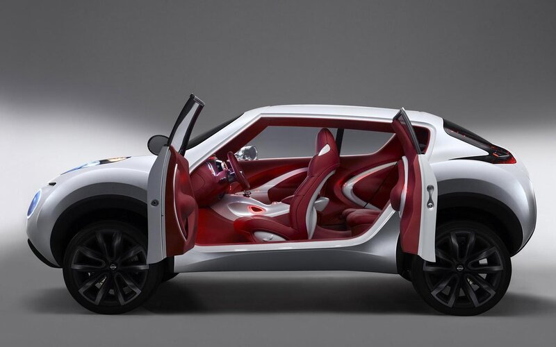 White Concept Car — Modern, 3d Render, Red Interior