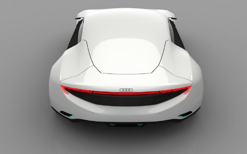 White Concept Car — Modern, 3d Render, Taillights