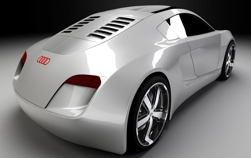 White Concept Car — Modern, 3d Render, Wheels