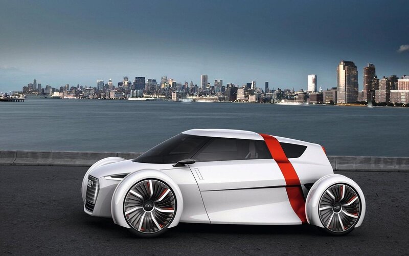 White Concept Car — Modern, Night, 3d Render