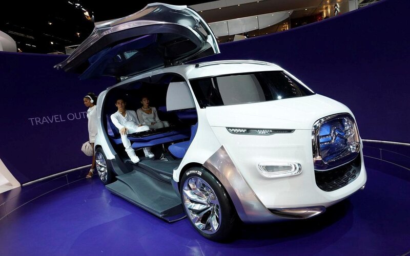 White Concept Car — Modern, Night, Photograph