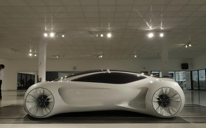 White Concept Car — Modern, Photograph, Showroom