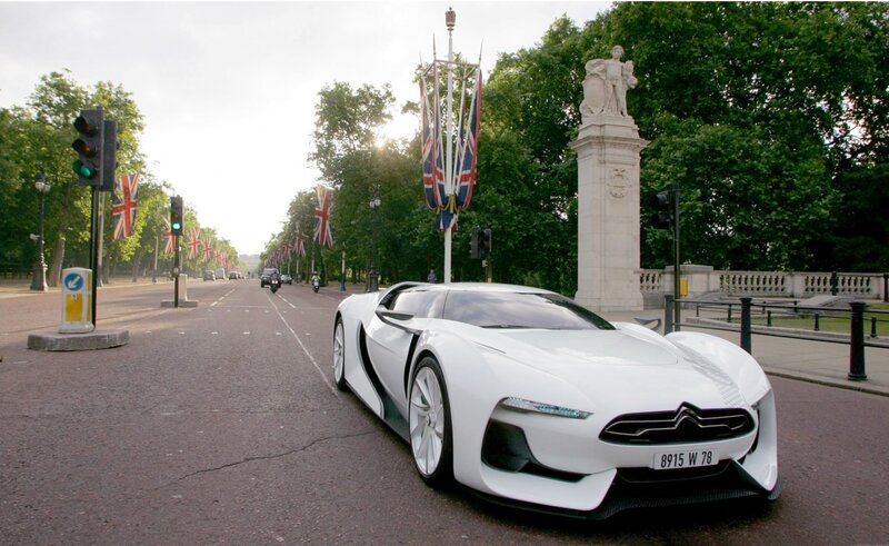 White concept car on a London street