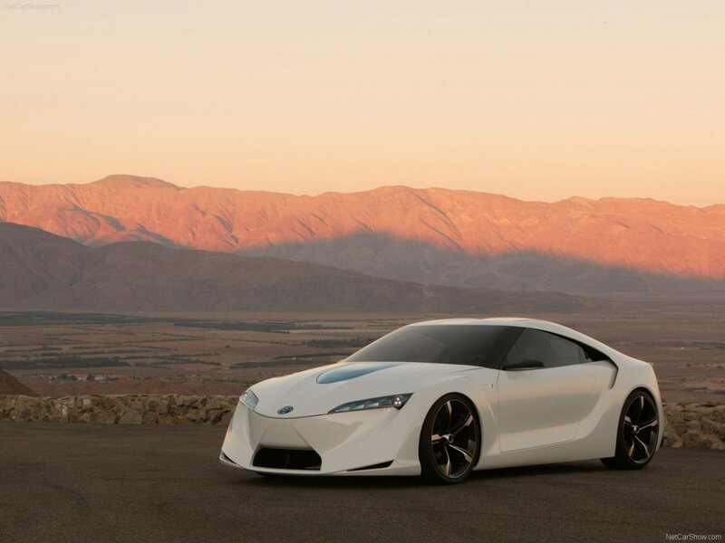 White concept car on a mountain road