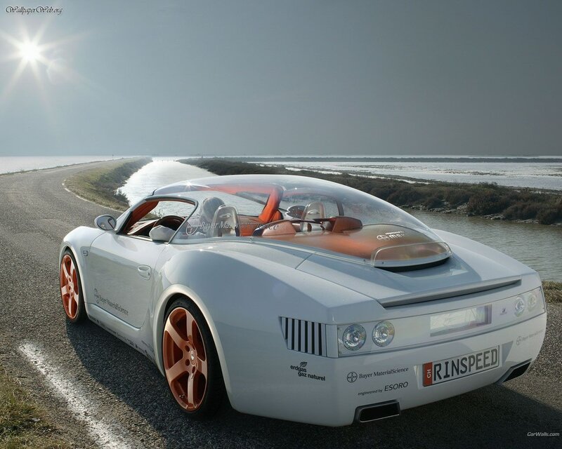 White concept car on coastal road