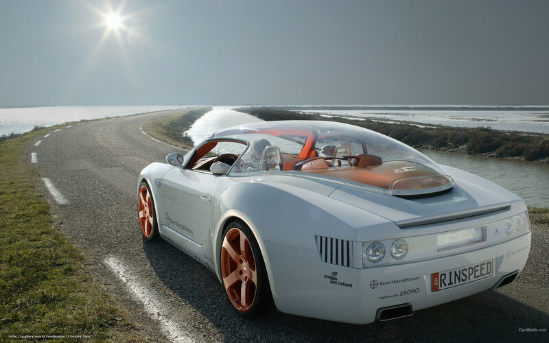 White concept car on coastal road