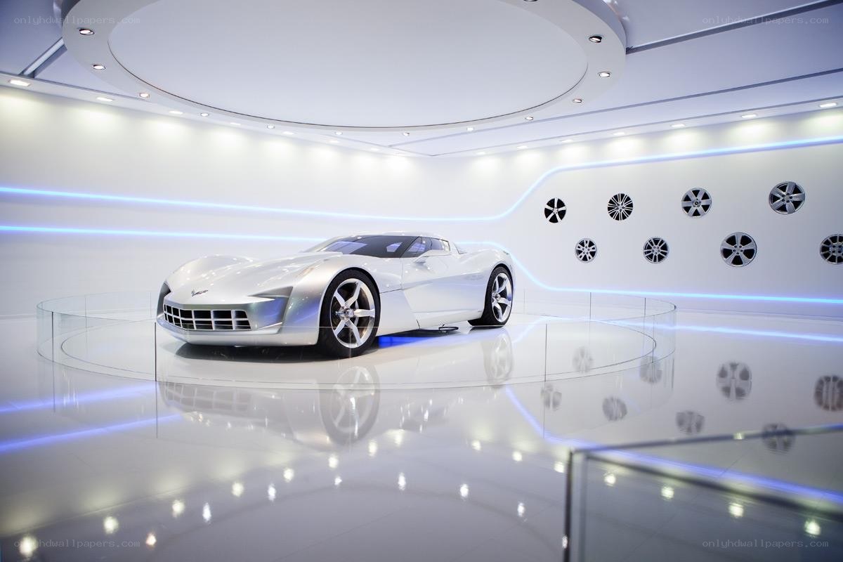 White concept car on display