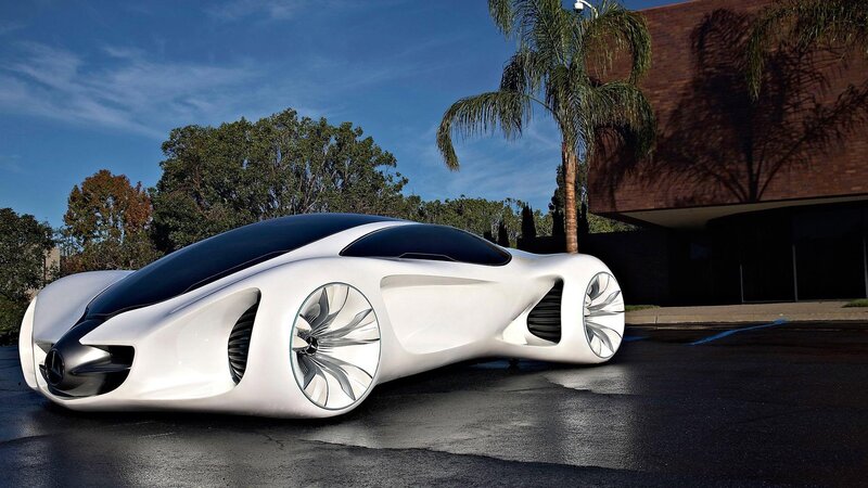 White Concept Car — Serene, Afternoon, 3d Render, Palm Tree