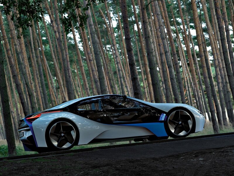White Concept Car — Serene, Afternoon, Photograph, Forest, Road