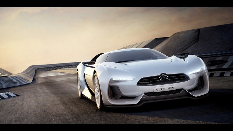 White Concept Car — Silver, Dramatic, Sunset