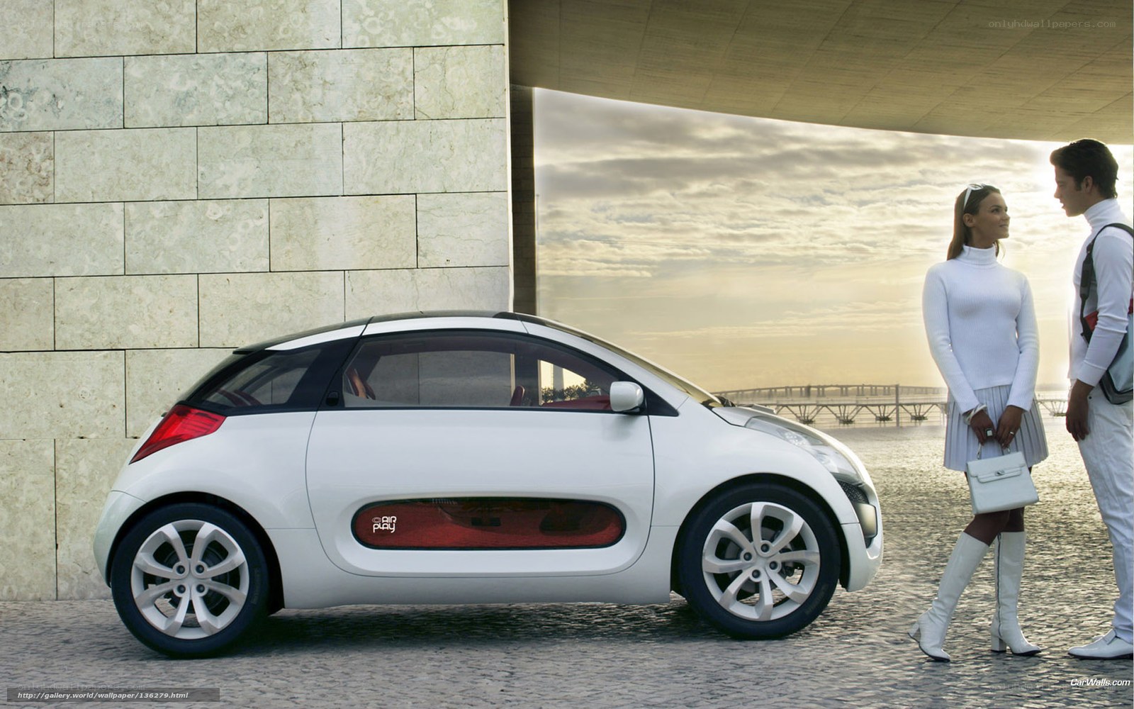 White concept car with couple