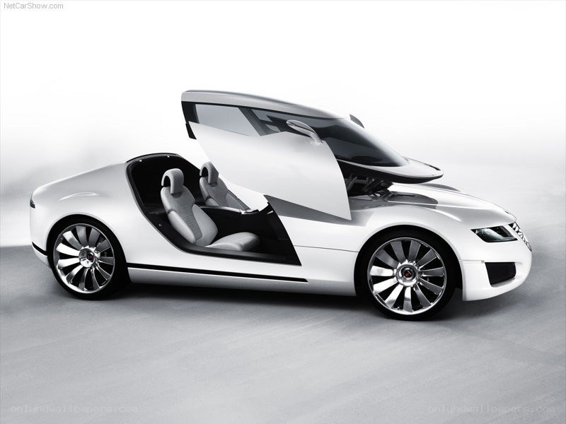 White concept car with open doors