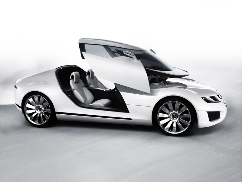 White concept car with open doors