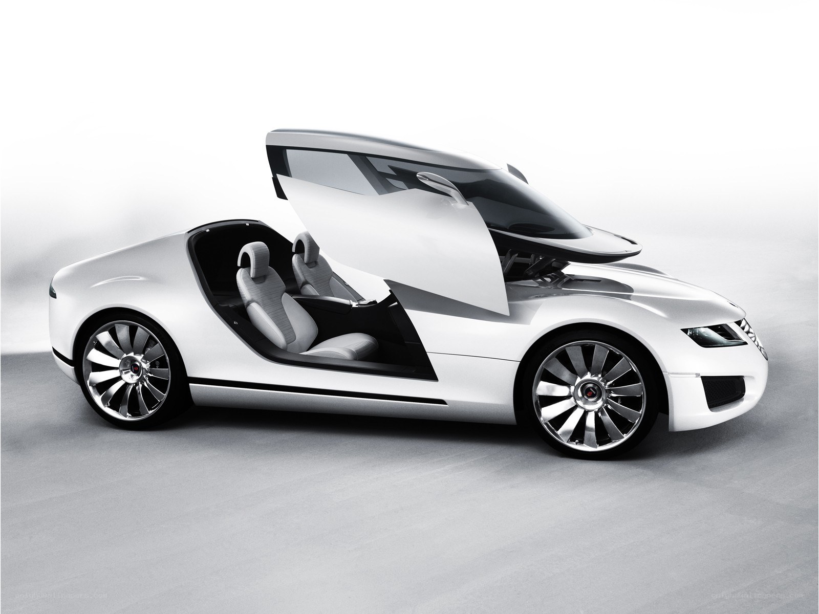 White concept car with open doors