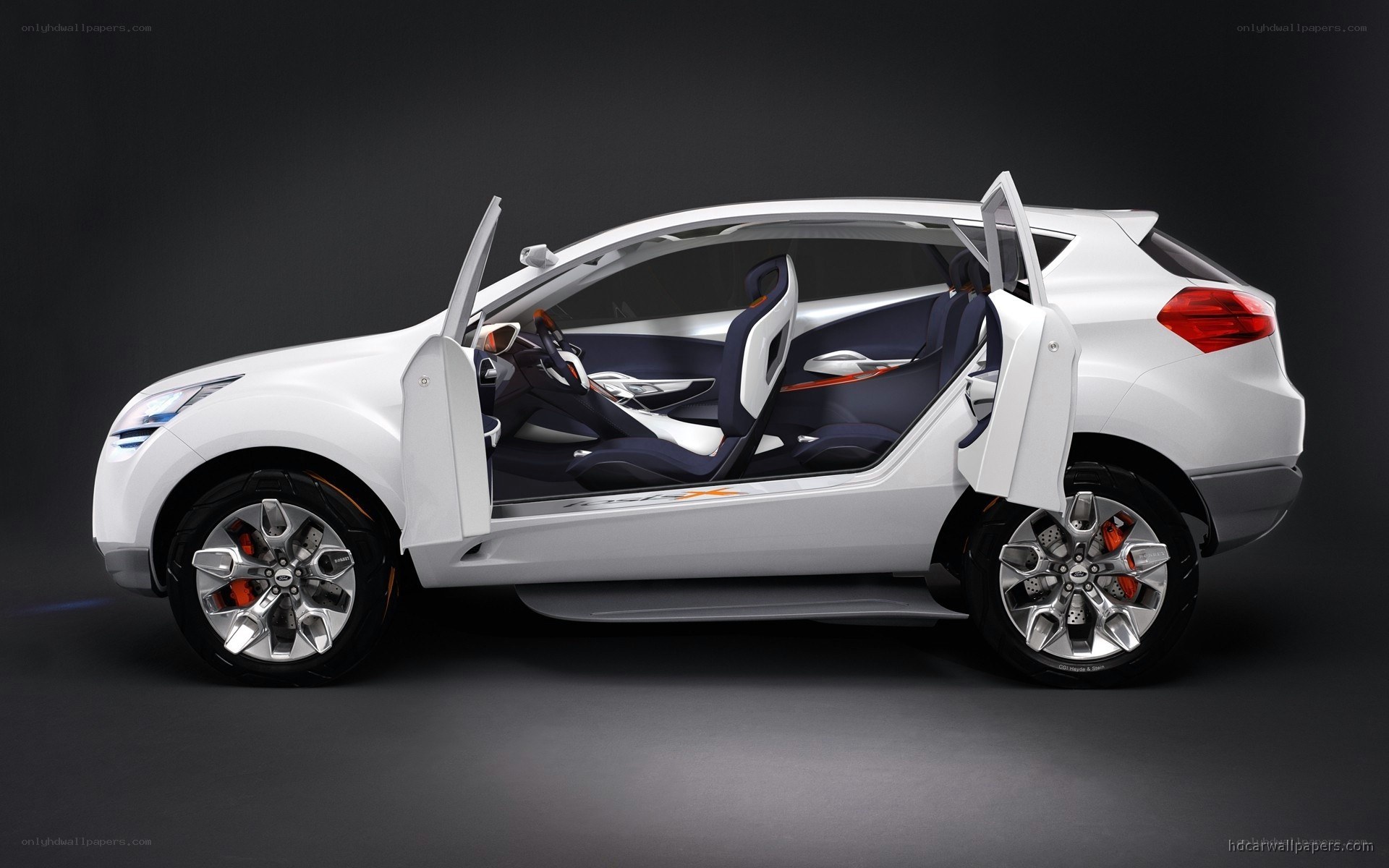 white concept car with open doors