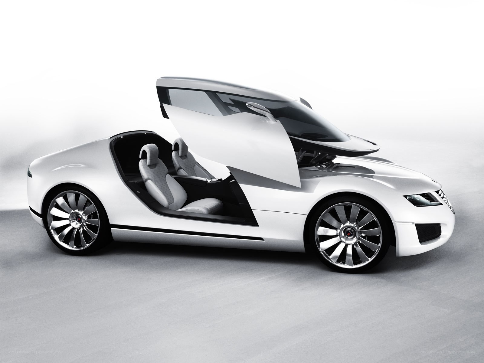 white concept car with open doors