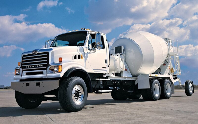 White concrete mixer truck