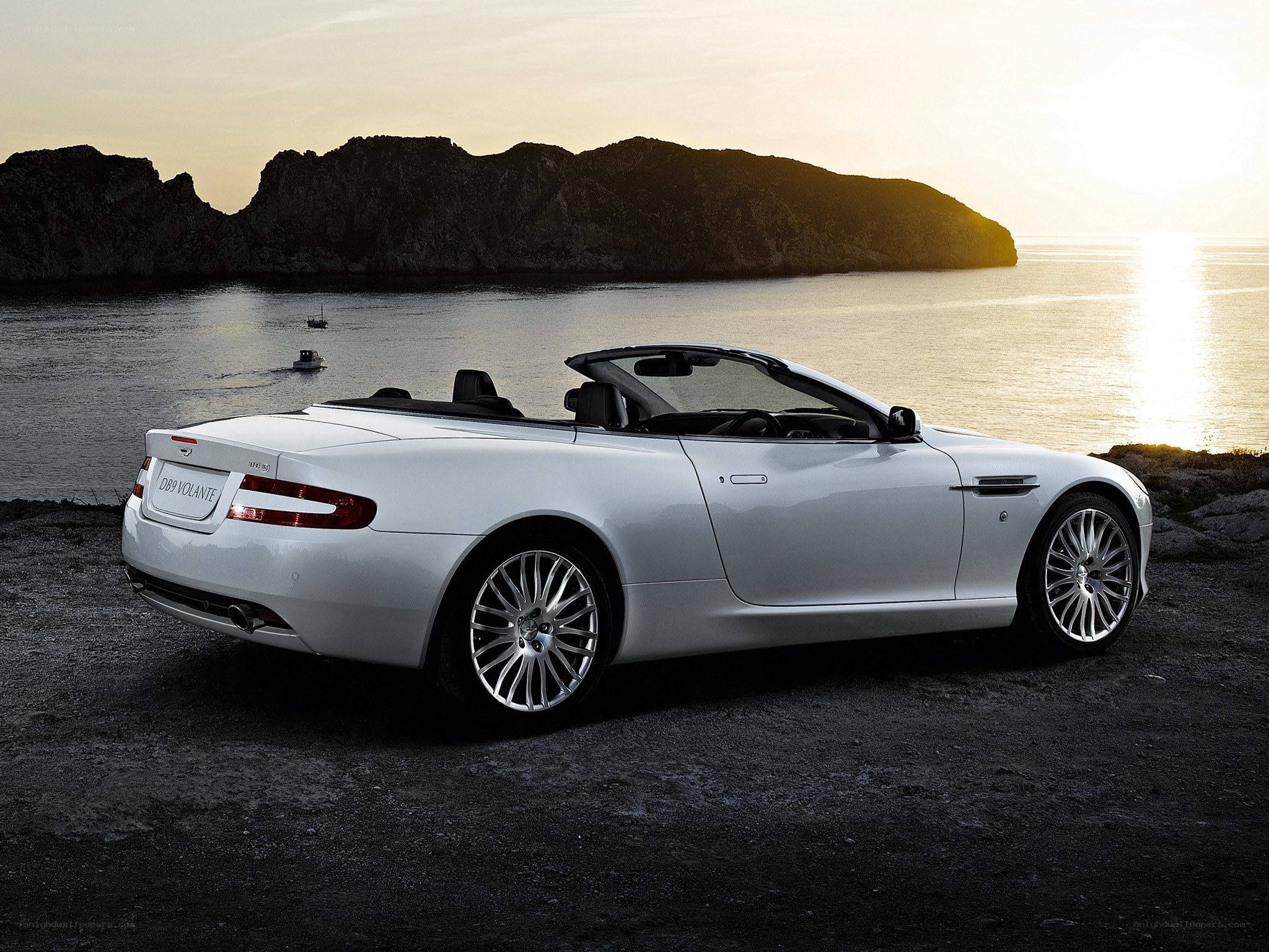White convertible by the sea