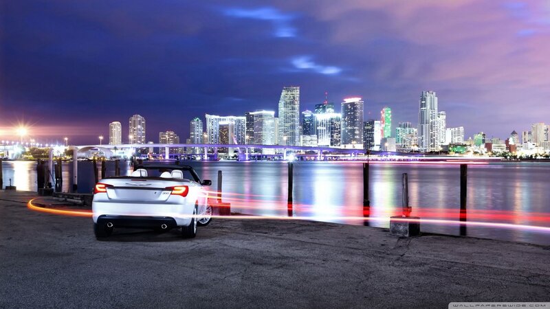 White Convertible Car — Blue, Dramatic
