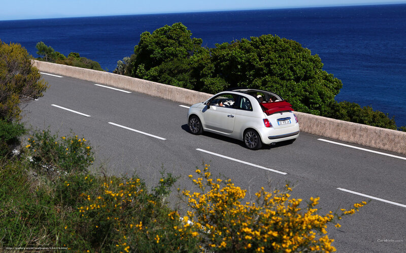 White Convertible Car — Blue, Serene, Afternoon