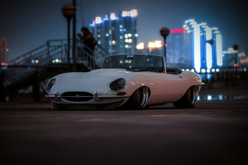 White Convertible Car — Dramatic, Night, Digital Art