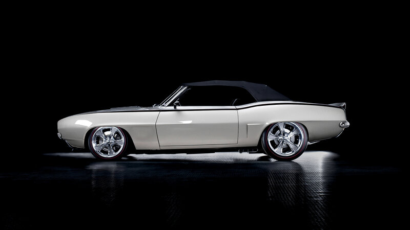 White Convertible Car — Dramatic, Photograph, Black Soft Top