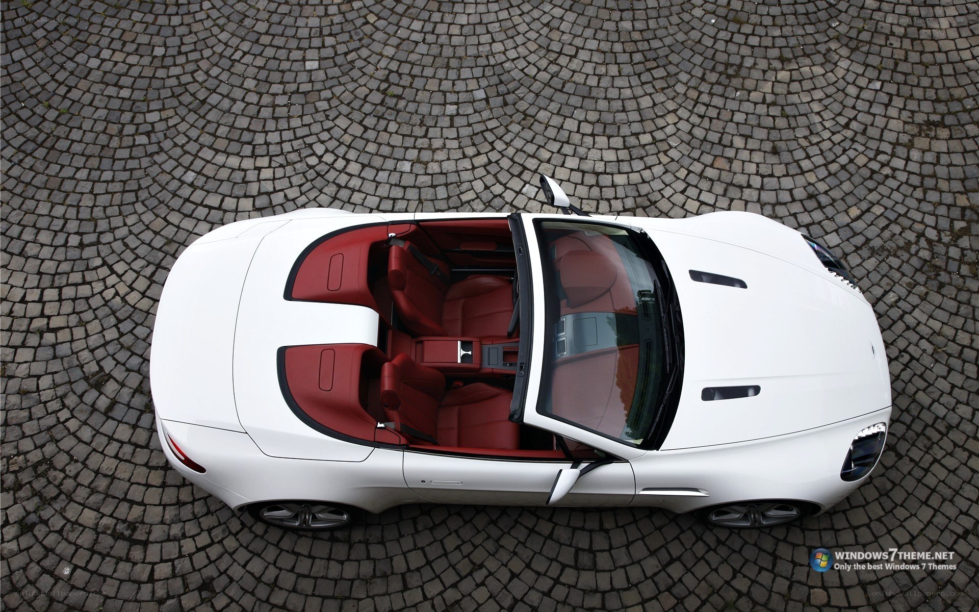 white convertible car from above