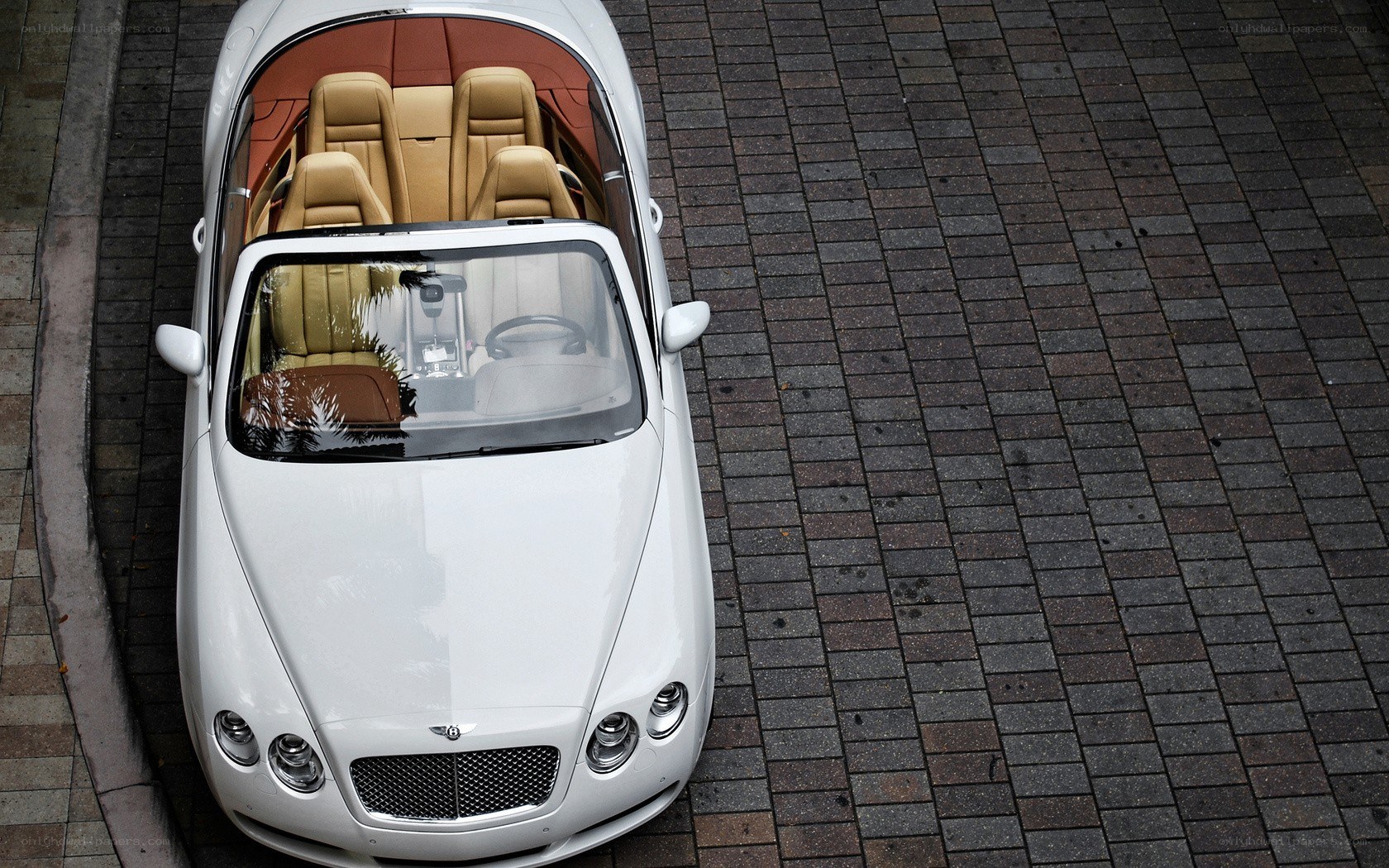 white convertible car from above