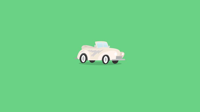 White Convertible Car — Green, Neutral