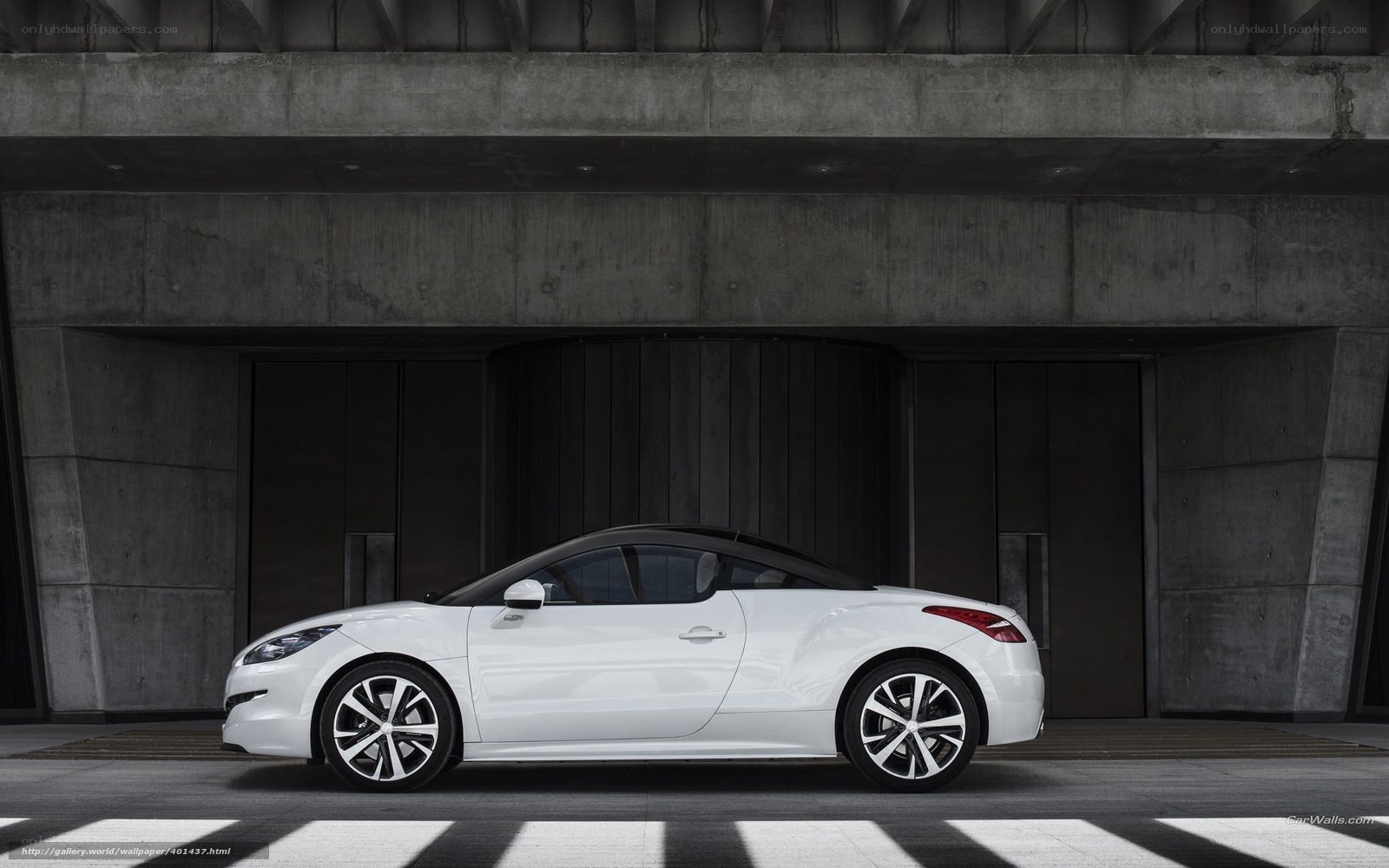 White convertible car in garage