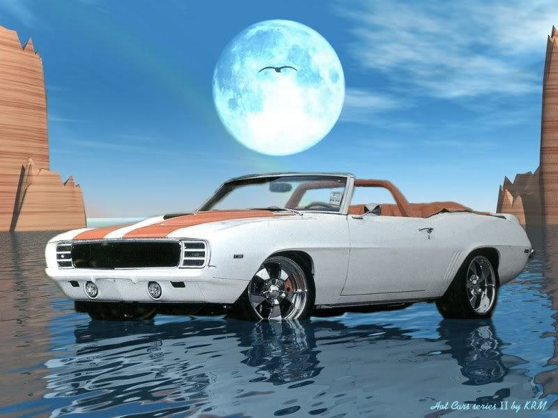 White convertible car in water
