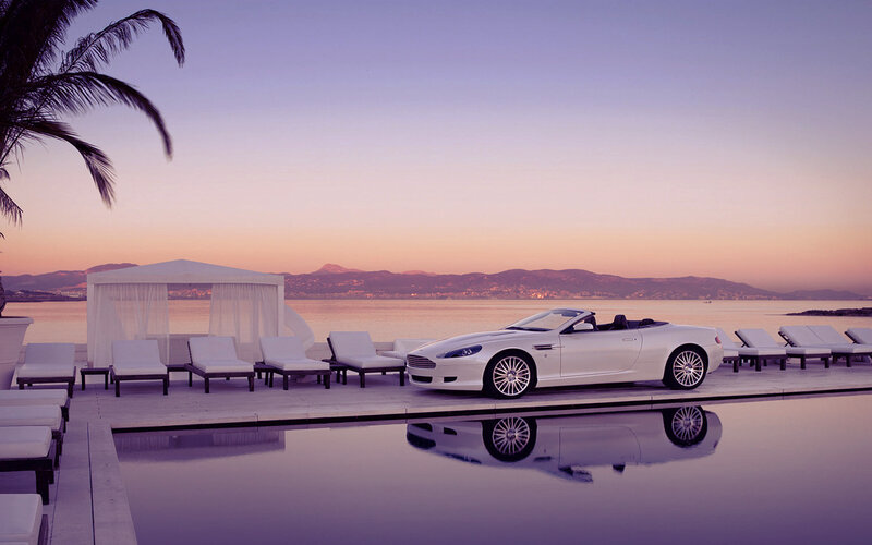 White Convertible Car — Purple
