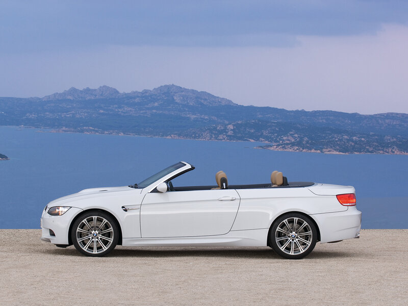White Convertible Car — Serene, Afternoon, Photograph, Mountains, Sea