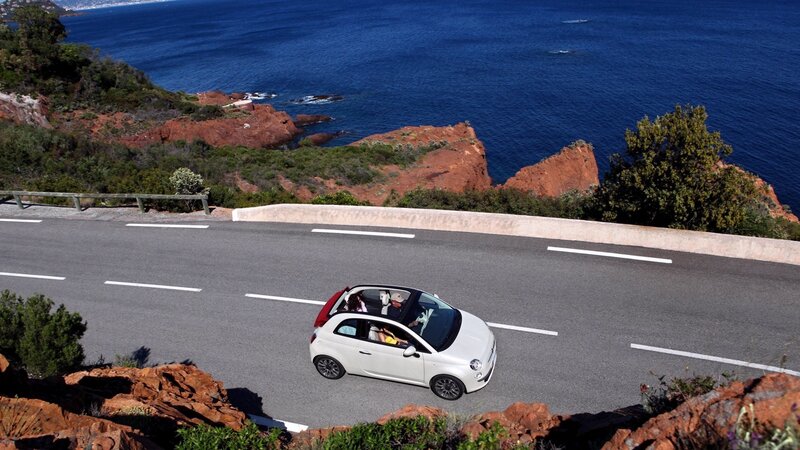 White Convertible Car — Serene, Afternoon, Photograph, Road, Ocean