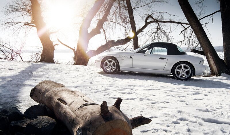 White Convertible Car — Serene, Winter, Photograph