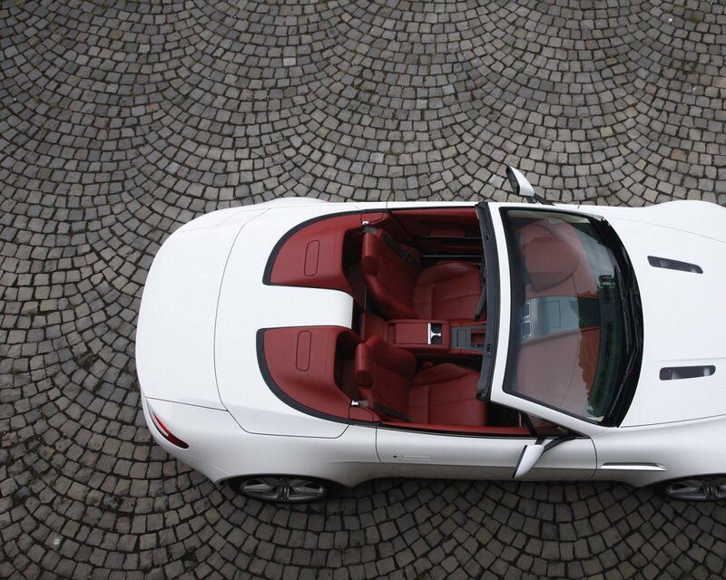 white convertible car top view