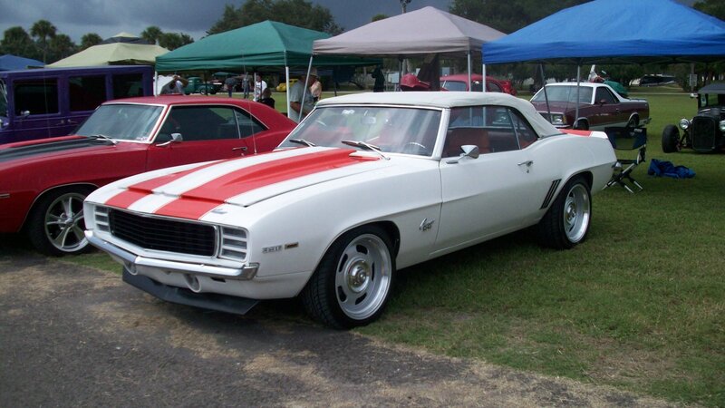 White Convertible Muscle Car — Outdoor