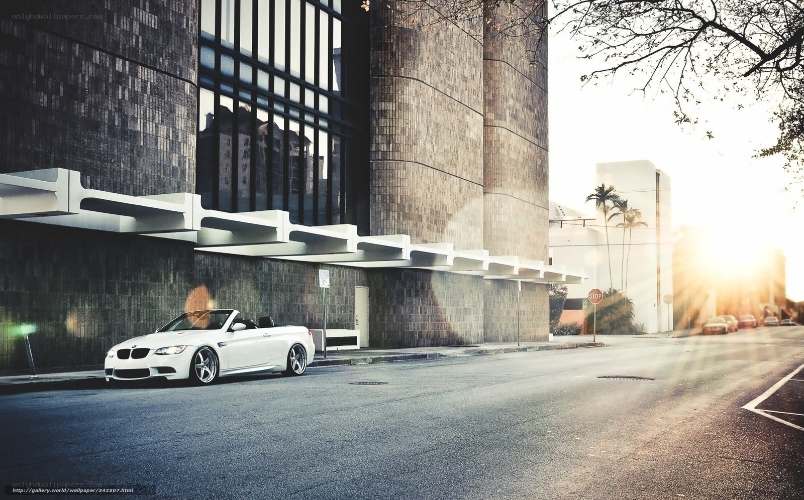 White convertible on city street