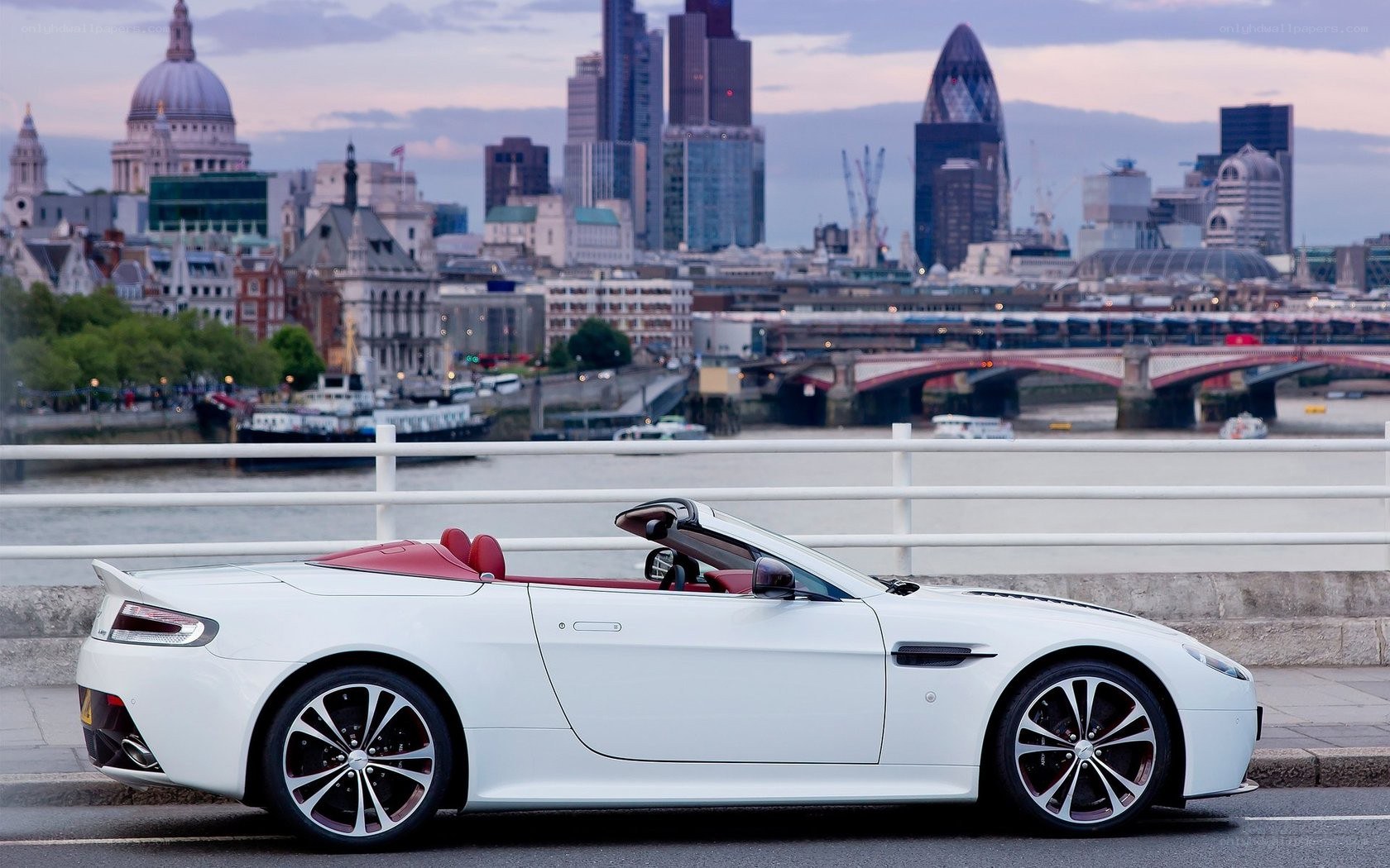 White convertible on London bridge