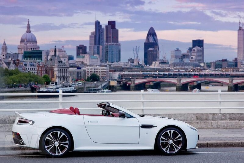 White convertible on London bridge
