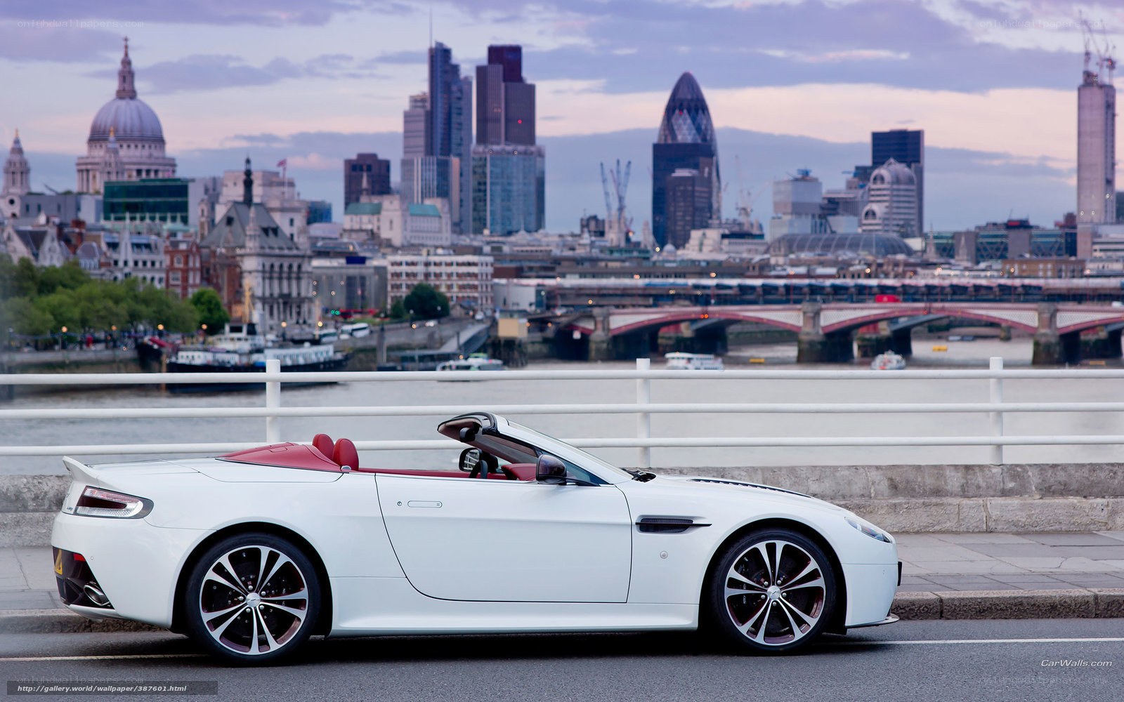 White convertible on London bridge