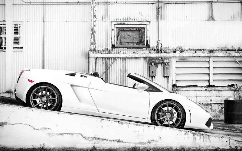 White Convertible Sports Car — Black, Dramatic, Photograph, Building, Concrete Ramp, Wheel