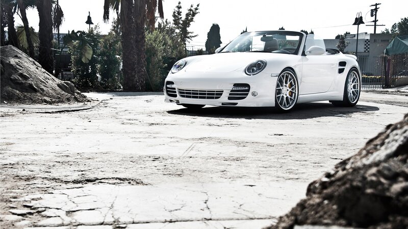 White Convertible Sports Car — Dramatic, Afternoon, Photograph, Palm Trees