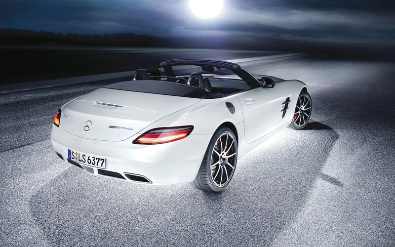 White Convertible Sports Car — Dramatic, Night, Photograph, Road, Moon