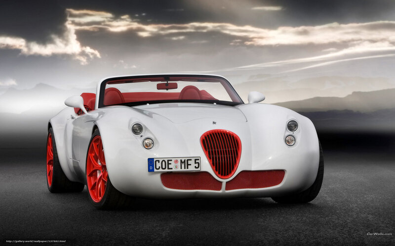 White Convertible Sports Car — Dramatic, Sunset, Photograph, Red Seats
