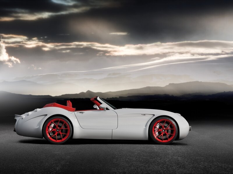 White Convertible Sports Car — Dramatic, Sunset