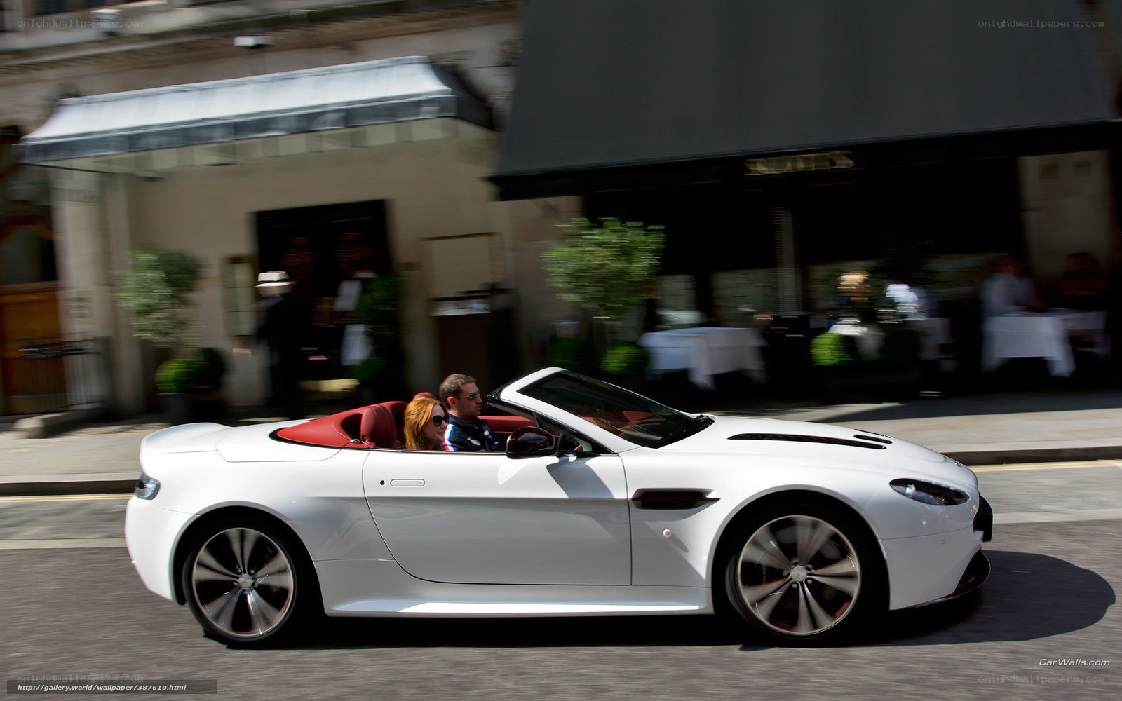 White convertible sports car in motion