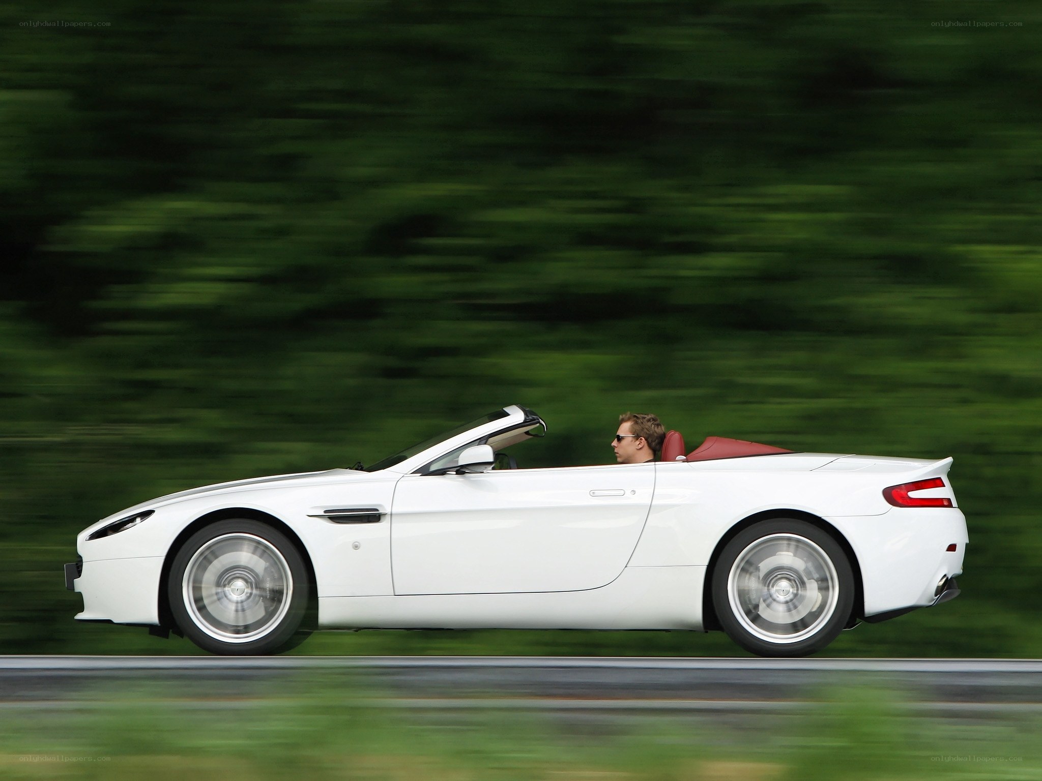 White convertible sports car in motion