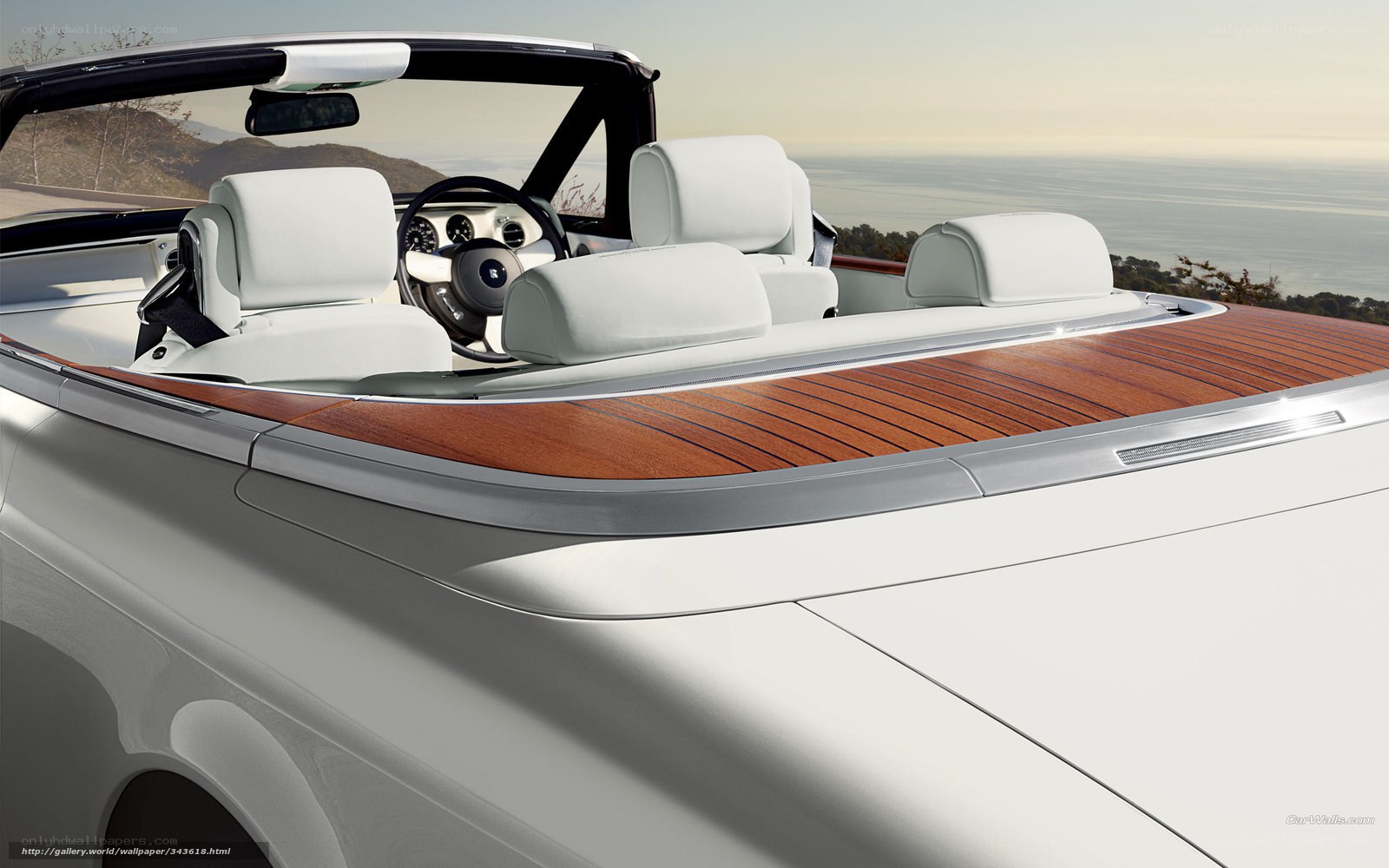 White convertible with wood trim